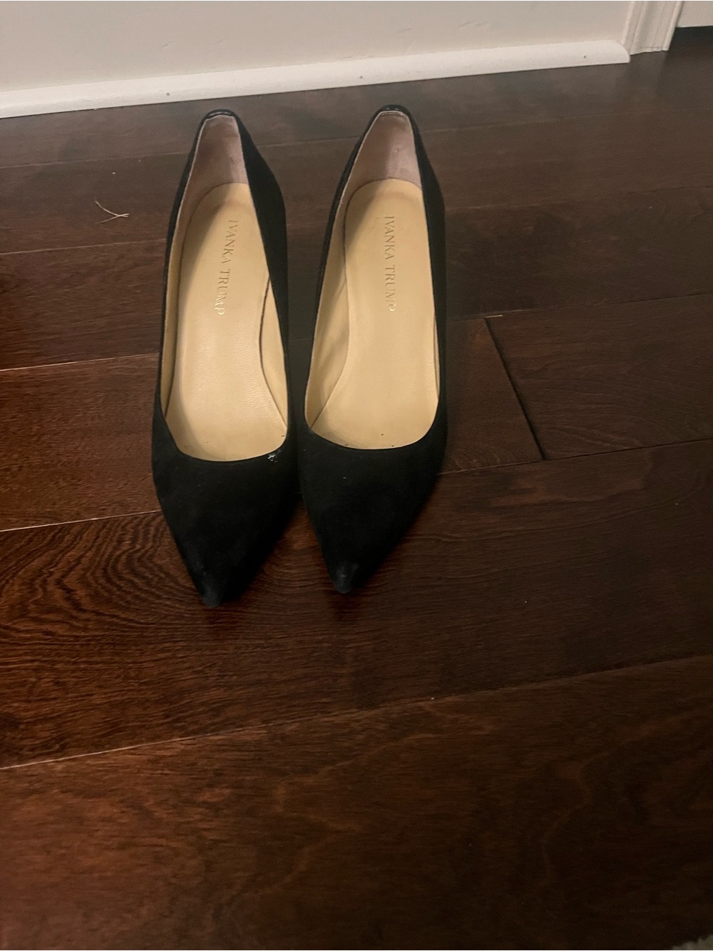 Ivanka Trump Black Pointed-Toe Suede Pumps